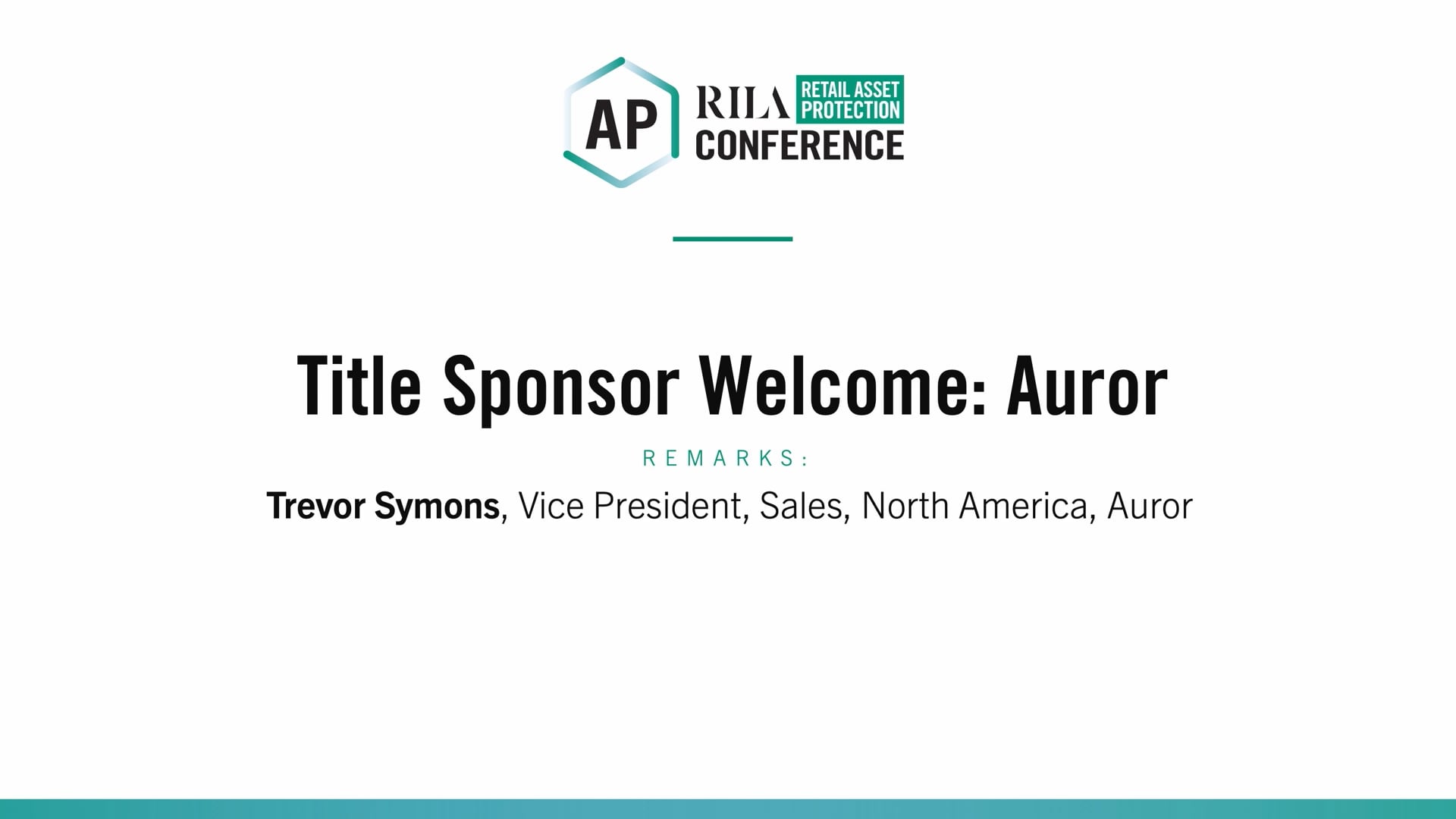 Title Sponsor Welcome: Auror